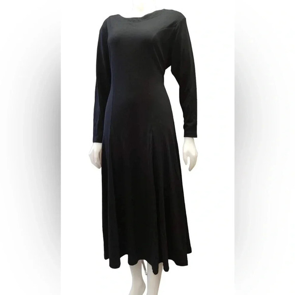 Daniel Hechter Maxi Black Long Sleeve Dress Size  12 - Picture 7 of 10